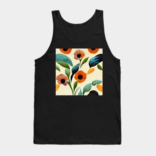 Seamless pattern of summer colored flowers and leaves Tank Top